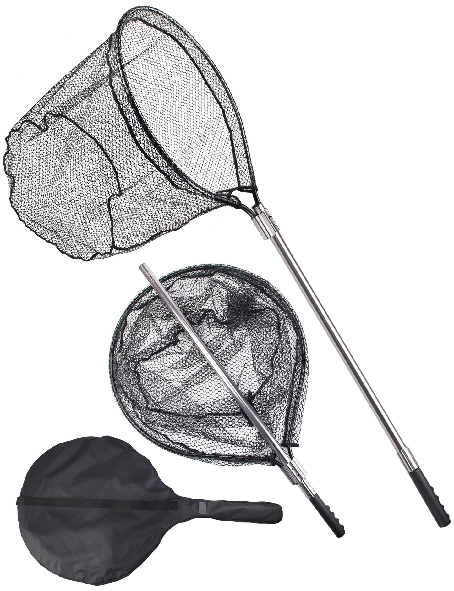 Avlcoaky 94" Telescopic Fishing Landing Net - Heavy-Duty Aluminum Handle with Non-Snag Rubber Coated Mesh, Extra Large Fishing Net for Saltwater Boat Fishing