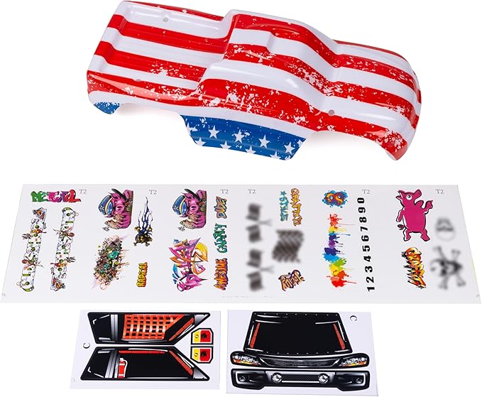 SummitLink Custom Body Compatible for 1/10 Scale RC Car or Truck (Truck not Included) (Flag Strip)