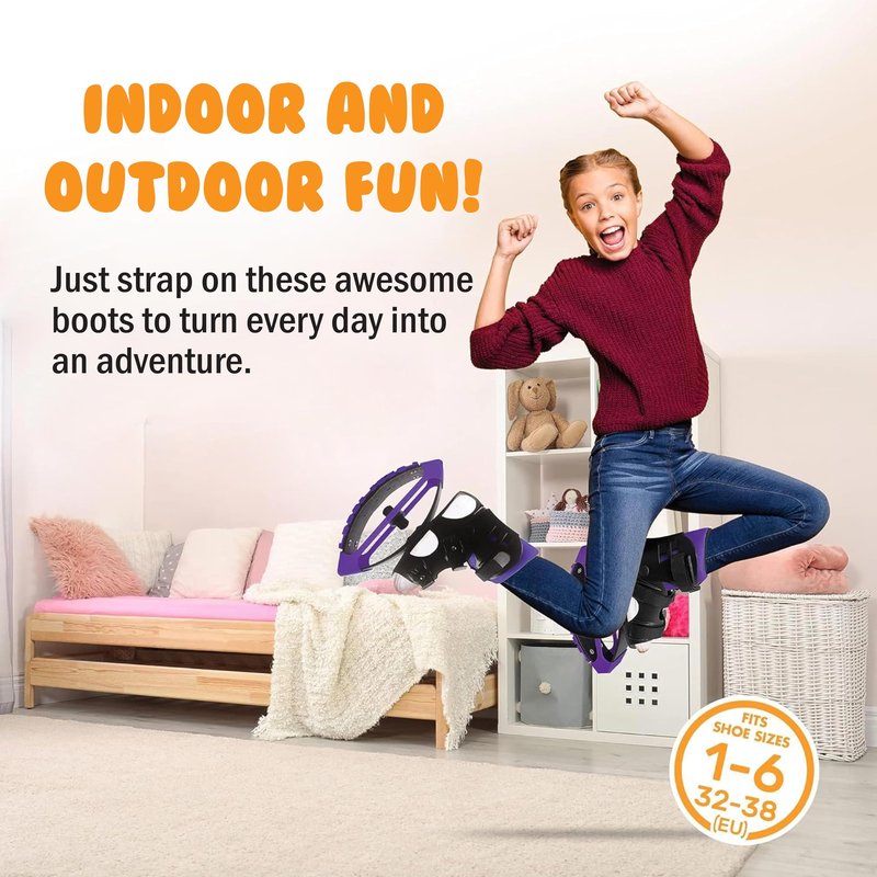 New Bounce Jumping Shoes - Kangaroo Jumping Shoes for Kids - Exercise Moon Boots - Bouncy Shoes for Ages 8-12 - Size 1-6 (32-38 EU) Purple