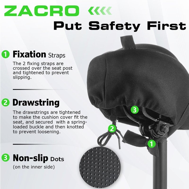 Zacro Bike Seat Cushion - Gel Padded Cover for Men Women Comfort, Extra Soft Exercise Bicycle Compatible with Peloton, Stationary or Cruiser Seats
