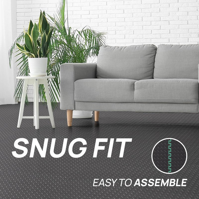 Yes4All EVA Interlocking Mats, Puzzle Floor Tiles, Foam Floor Padding with Border for Furniture, Home Space, Living Room, Garage 11 SQFT