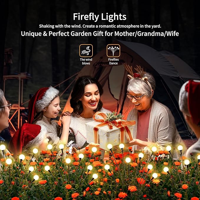 Solar Lights Outdoor Waterproof, 8 Packs 64LED, Solar Garden Lights, Garden Decor, Patio Decor, Unique Gifts for Women, Gifts for Grandma