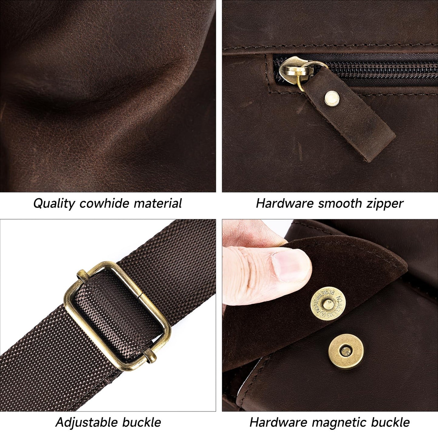 NIUCUNZH Genuine Leather Fanny Pack for Men Small Belt Bag Women Slim Waist Purses Sling Crossbody Bags for Running Hiking Travel