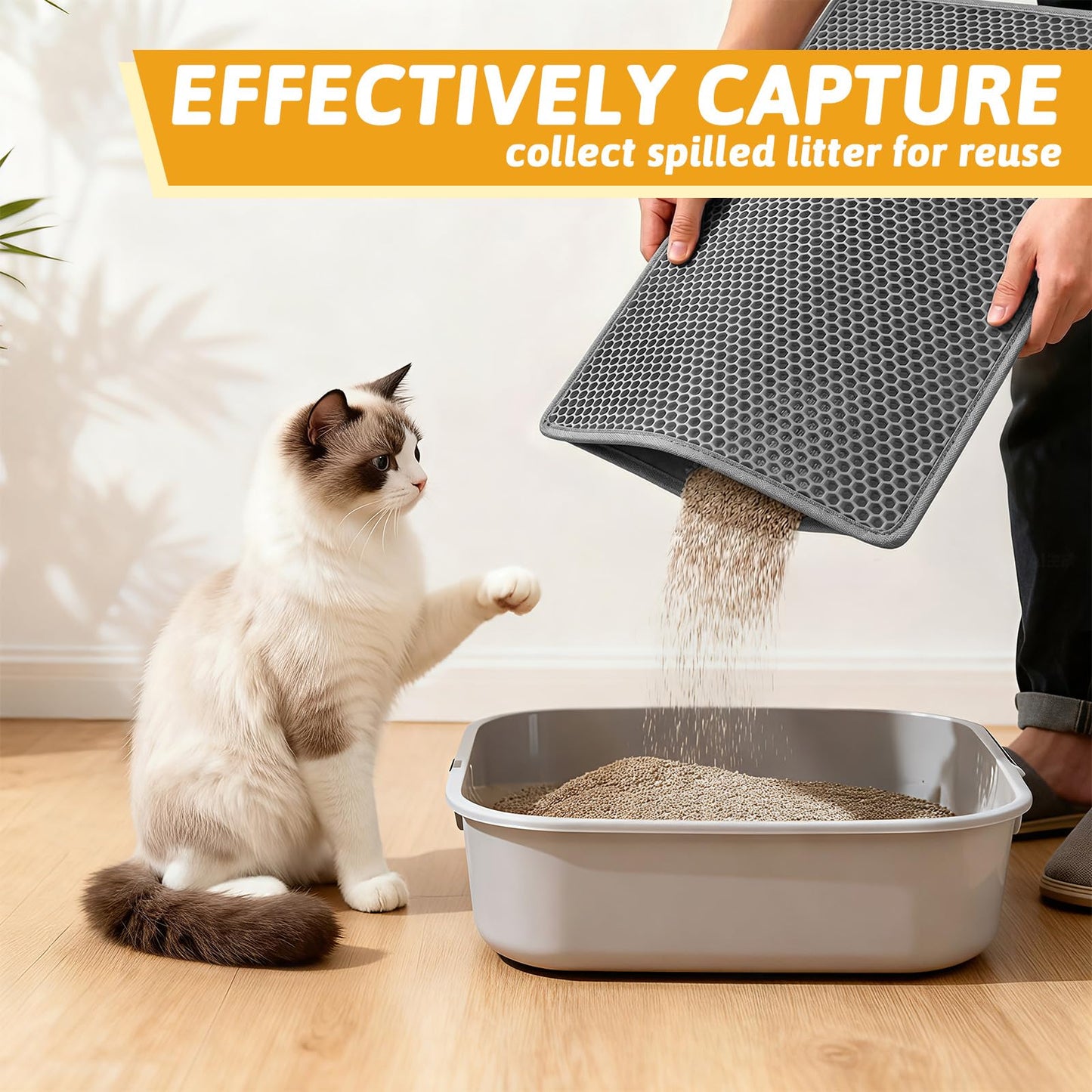 Pieviev Cat Litter Mat Double Layer Waterproof Urine Proof Trapping Mat 1 Pack (Gray, 24x15 Inch (Pack of 1))