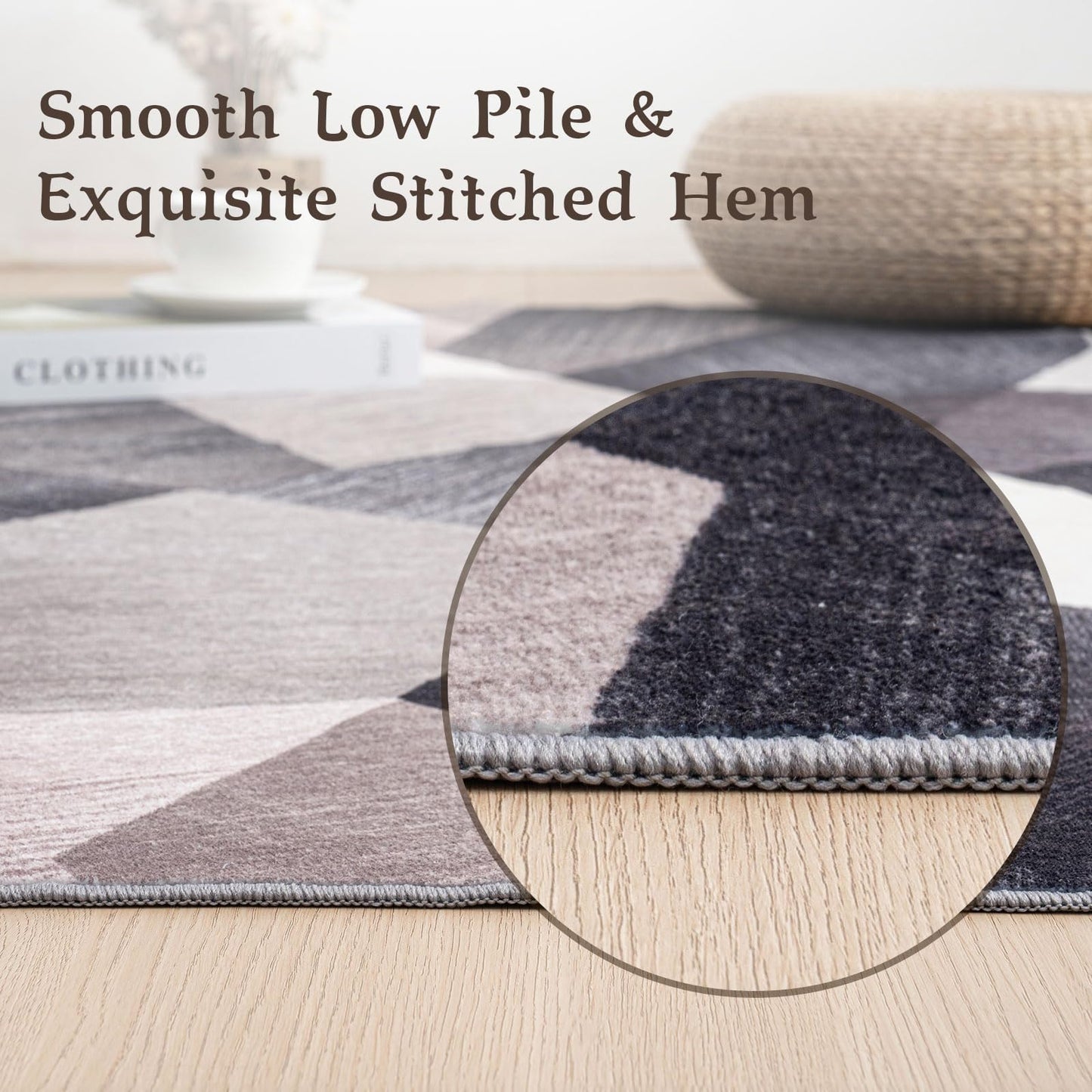 HOMFINE Washable Modern Area Rug - Geometry Style 6x9 Rugs for Living Room, Bedroom, Machine Washable Rug Soft Non Slip Non Shedding Area Rug - Green, 6'x9'