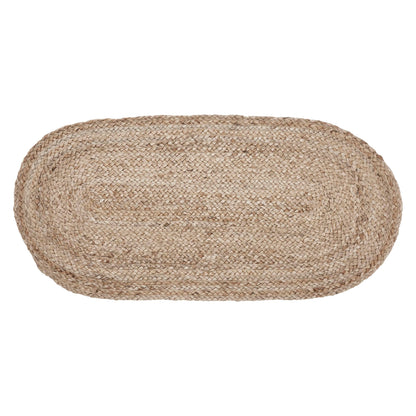 VHC Brands Jute Rug 17x36 w/Pad, Area Rug, Accent Rug, Floor Decor, Braided, Natural Collection, Oval, Natural