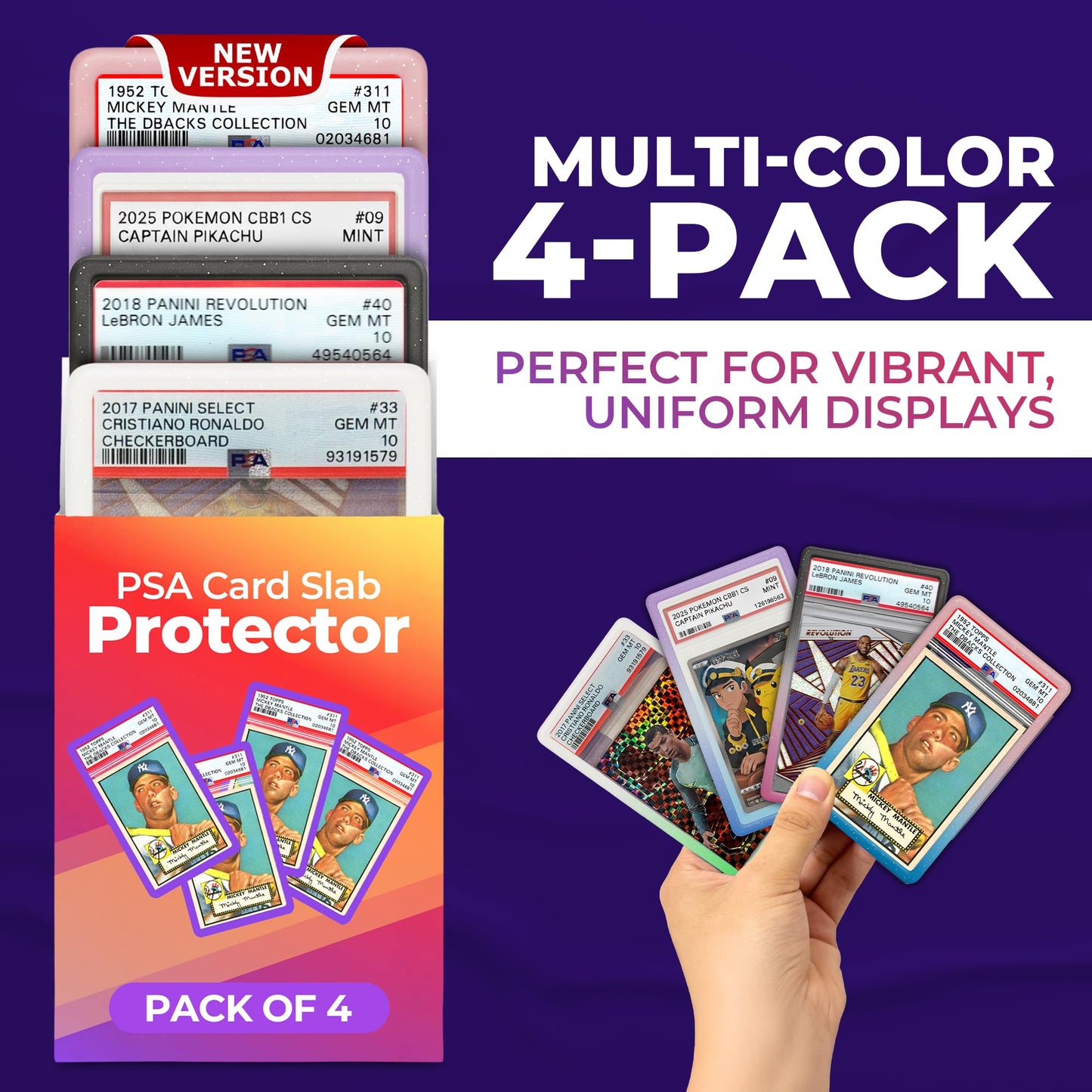 SUPERLIT PSA Gradient Slab Bumper 4 Pack Multi-Color - Guard for PSA Card Protection (Multi Pack 1)