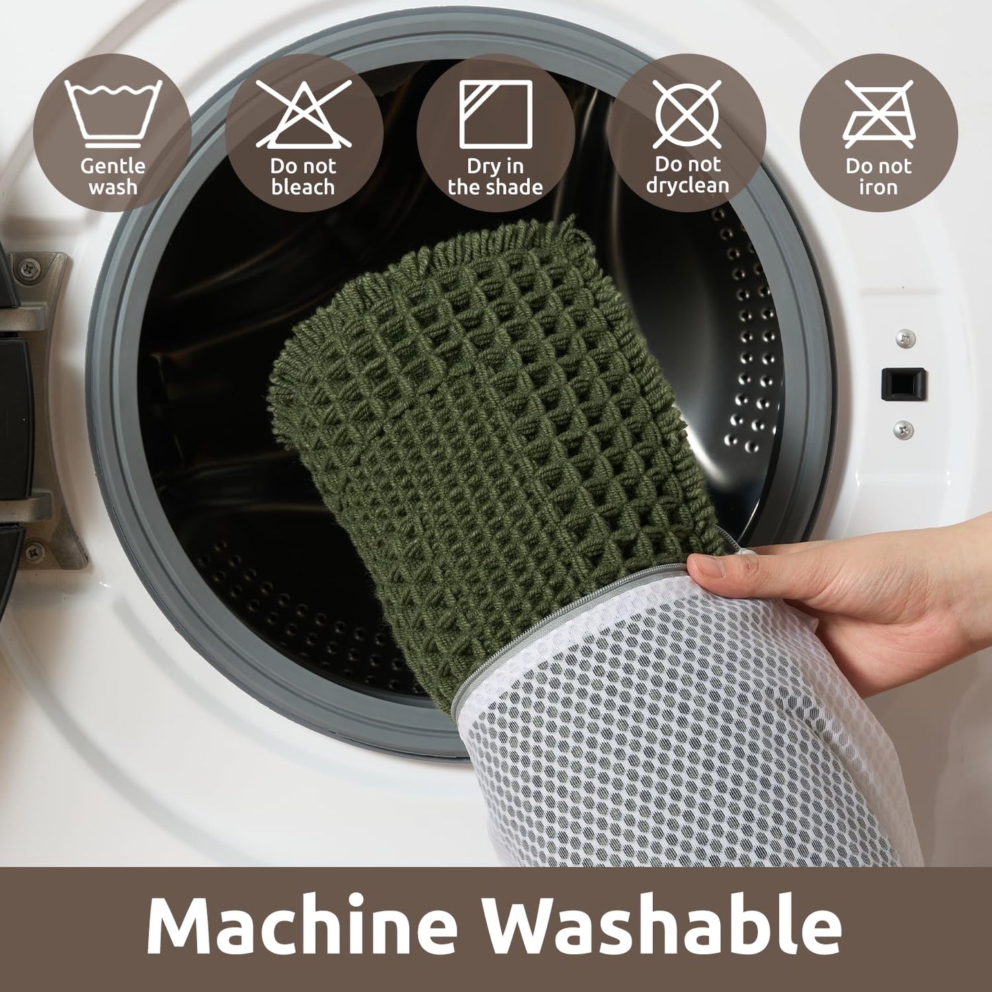 AMOAMI Waffle Bath-Mat, Absorbent Bath Mats for Bathroom Non Slip, Machine Washable Bathroom Rugs with Tassels Ultra Soft Boho Bath Rugs for Floor 2'x6'(24"x72") Dark Green