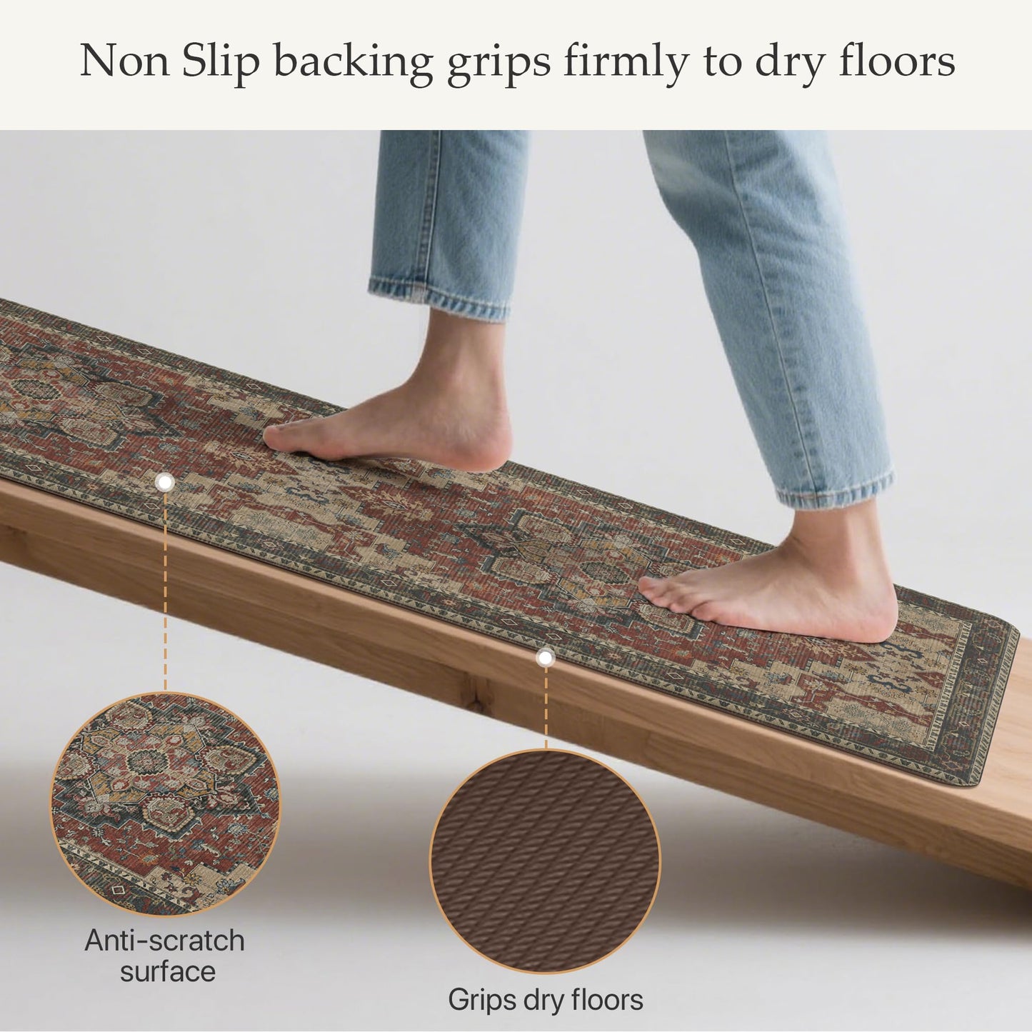 GENIMO Kitchen Mats for Floor 2PCs, Washable Anti Fatigue Mat for Cushioned, 17.3"x59"+17.3"x30", Waterproof Kitchen Rugs, Non Slip Comfort Standing Mat Rug for Home, Sink, Laundry, Bordeaux
