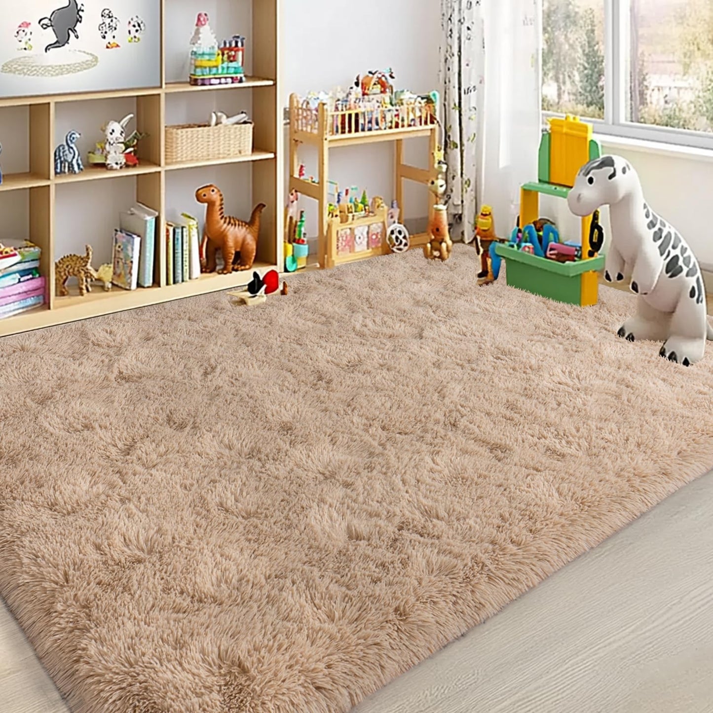 Lairep Large Area Rugs for Living Room Bedroom, 4x6 Feet Beige Fluffy Shag Rugs, Ultra Soft Shaggy Plush Fuzzy Modern Indoor Throw Floor Carpet for Kids Girls Boys Dorm Nursery Home Decor Aesthetic