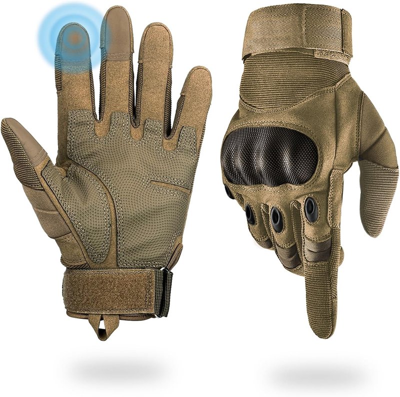 Tactical Gloves for Men - Hard Shell Knuckle Protection & Leather Palm | Ideal for Shooting, Motorcycle, Airsoft, and Climbing
