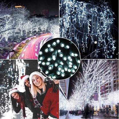 100 Counts Cool White LED Christmas Lights – 50ft 5mm White Christmas Lights Outdoor Commercial Grade Waterproof, Indoor Christmas Tree Decorations, Green Wire Mini String Lights, UL, IP:65