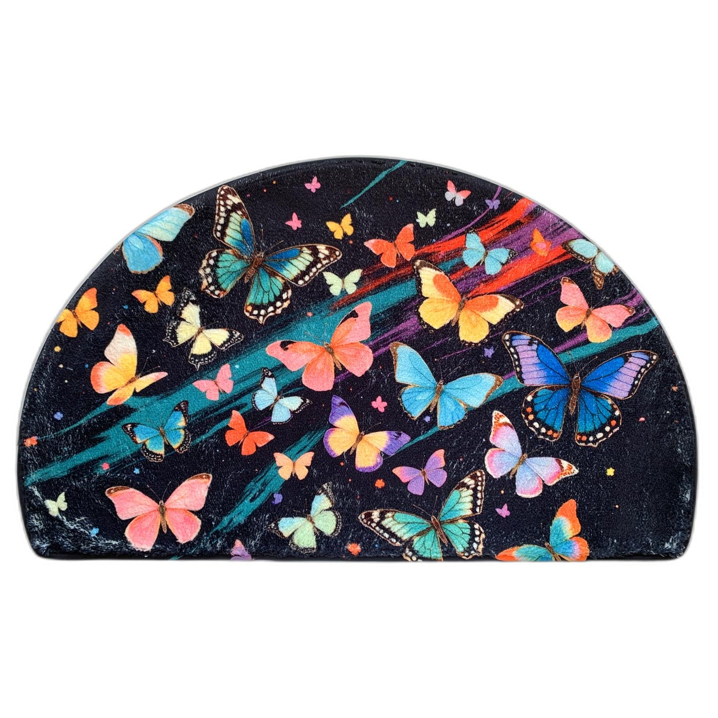 Goth Half Round Butterfly Bathrug Doormat Moth Outdoor Rug Non-Slip Bath Rugs Semi Circle Flower Bathroom Door Mat Cool Gothic Mats Decor Floral Style Bathmats (Fluttering)