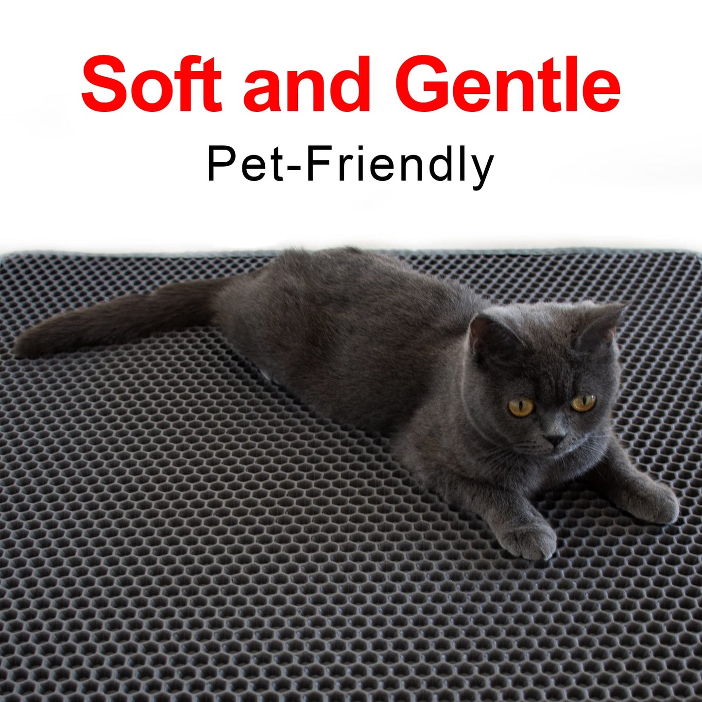 Waretary Cat Litter Box Mat: 36"x 30" Waterproof Kitty Cat Litter Trapping Mat, Easy-clean Double-layer Scatter Control Pad Rug (Grey)