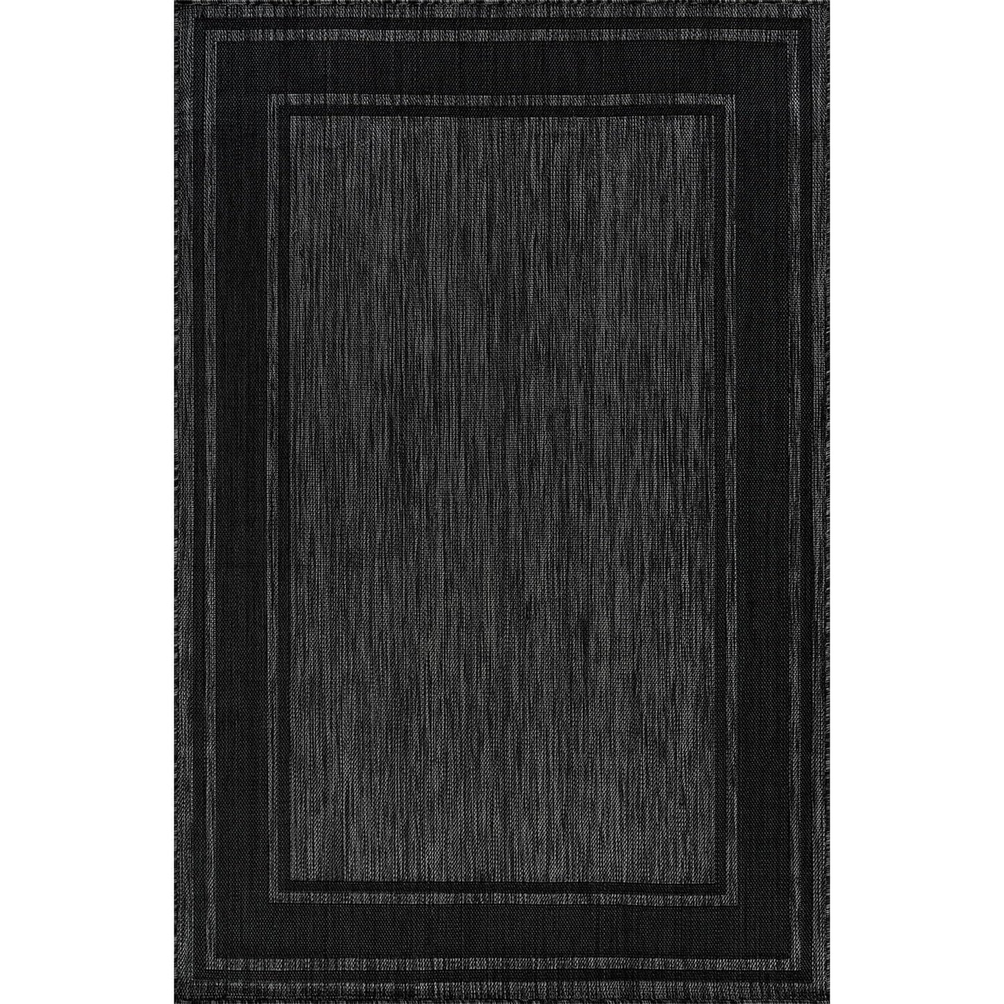 Beverly Rug Outdoor Rug 8x10 Modern Bordered Area Rugs for Indoor and Outdoor Patio Deck Porch Garden Waterproof Weather Sun Resistant Washable Outside Carpet (8 x 10 Black)