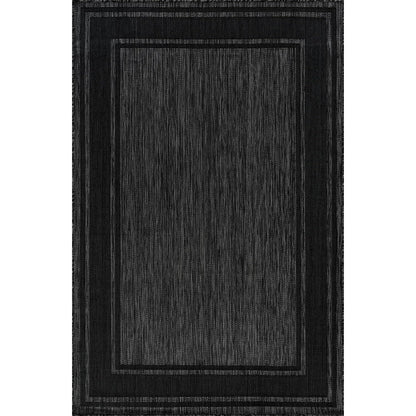 Beverly Rug Outdoor Rug 5x7 Modern Bordered Area Rugs for Indoor and Outdoor Patio Deck Porch Garden Waterproof Weather Sun Resistant Washable Outside Carpet (5 x 7 Black)