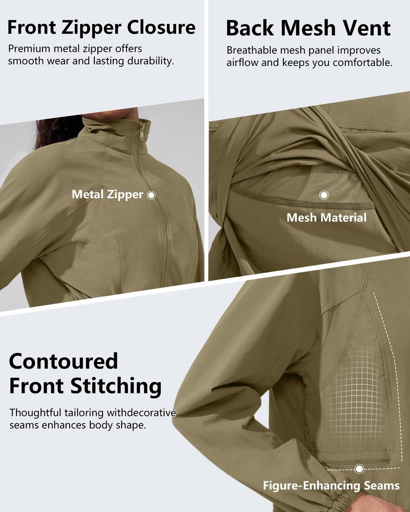 YIPINK Workout Jackets for Women Lightweight Running Jackets Full Zip Yoga Athletic Clothes Slim Fit with Pockets