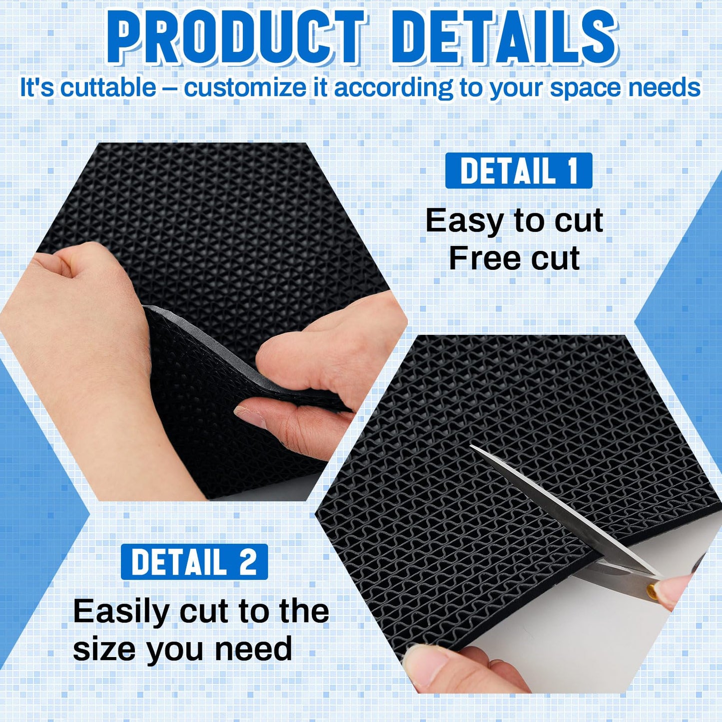 Tinideya 1.3x10 ft Non‑Slip Pool Drainage Floor Mat, Commercial & Indoor Wet Area Anti‑Slip PVC Water Drainage Mat, Cut‑to‑fit Pool, Bathroom, Garage PVC Mesh Flooring, Black