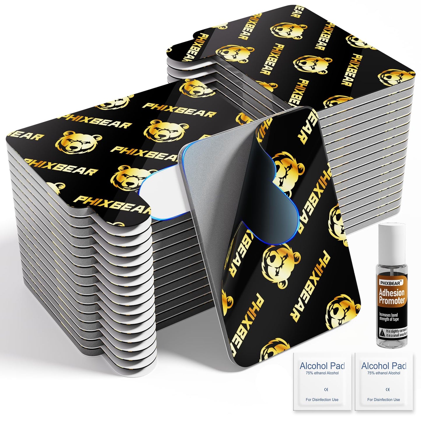 PHIXBEAR 33 Pcs Heavy Duty Double Sided Foam Tape - Removable No Residue, Waterproof Cold and Heat Resistant, Strong Hold for Car Trim, Home, Outdoor Use,1.1x1.57 Inch