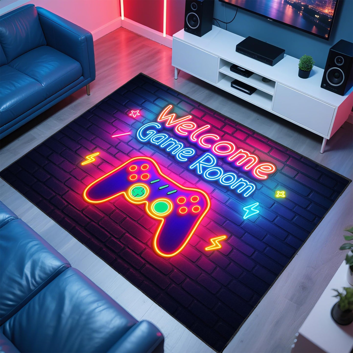 Gaming Rug for Room,3'x5' Gamer Rugs with Non-Slip Backing,Game Room Carpet for Bedroom and Livingroom Decor