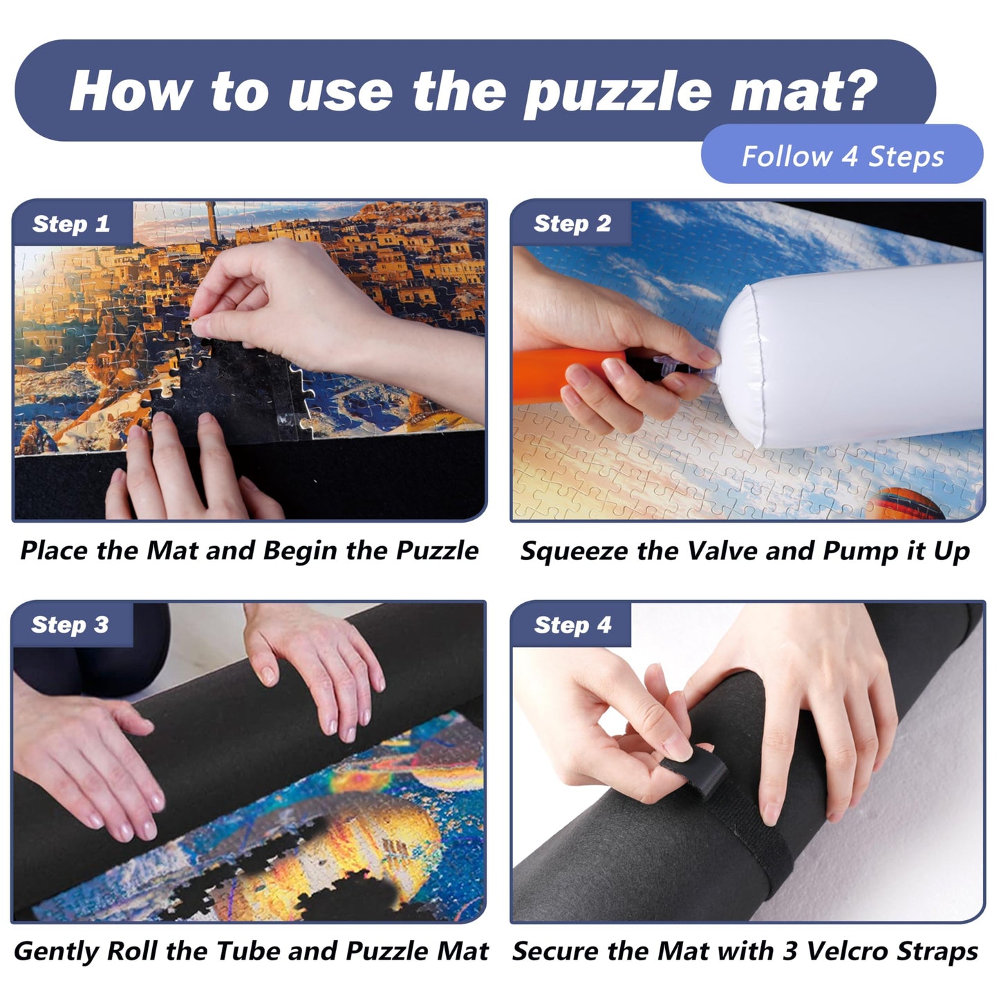 Jigsaw Puzzle Board Roll Up Mats Games Saver Portable Keeper Storage Magic Holder Matt Rollup 2000 1000 500 300 Pieces Accessories Christmas Ideas for Adults Toddler Teens Boys Girls New Home Gifts