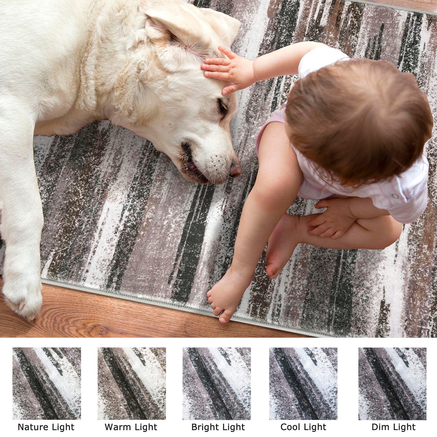 Lansny Modern Abstract Entryway Rug Indoor 2x3 Washable Rug Non-Slip Soft Small Area Rug Dark Light Brown White Kitchen Mats Thin Print Faux Wool Floor Carpet Throw Rugs Backdoor Mat for Entry