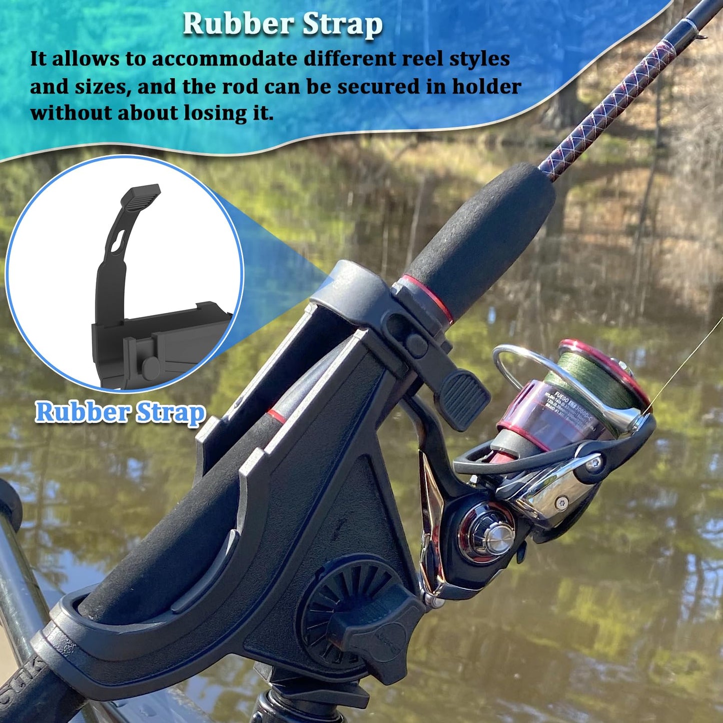 Huntury Track Mount Fishing Rod Holder with 360° Adjustable Kayak Track Adapter for Kayak & Boat | Compatible with Spinning, Casting | Quick Lock On or Release, Kayak Fishing Accessories (Pack of 1)