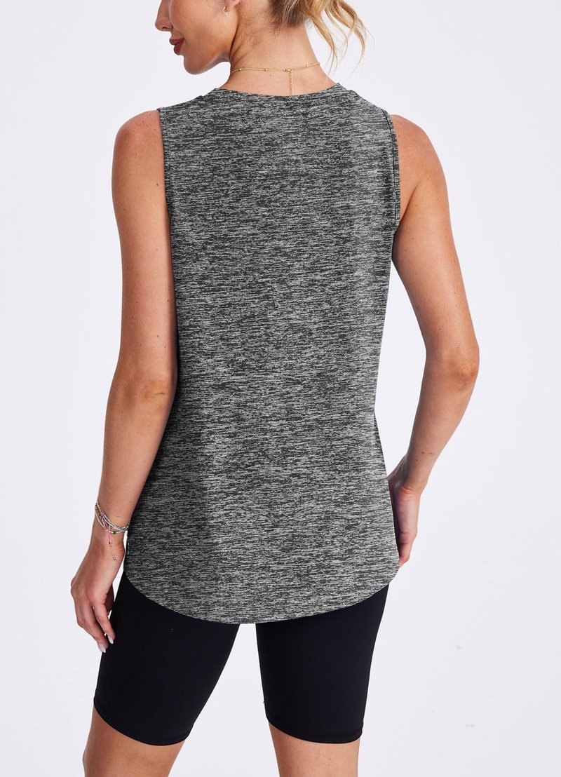 Beach Vacation Essentials Womens Workout Tops Tank Tops Yoga Shirts Athletic Running Sleeveless Gym Clothes Dark Grey XL
