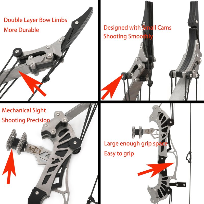 ZSHJGJR 6"/7.4"/7.9"/8.6"/8.8"/9.5"/16" Compound Bow Set Training Bow RH/LH for Archery Outdoor Sports Hunting Shooting Practice Cool Stuff Entertainment Fun Gift (16 inch Bow)