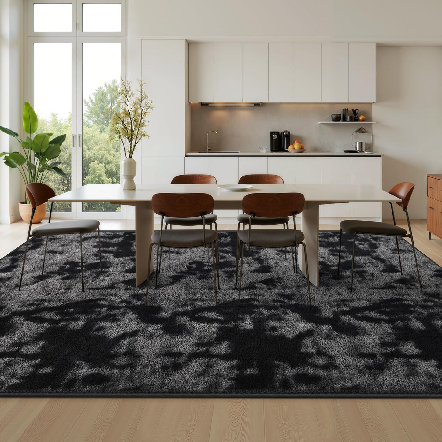 Large Soft Rugs for Living Room, 6 x 9 Ft Tie-Dyed Thickened Memory Foam Area Rug for Bedroom, Non-Slip Comfy Indoor Carpet for Boys Girls Room Nursery Home Decor, Dark Grey