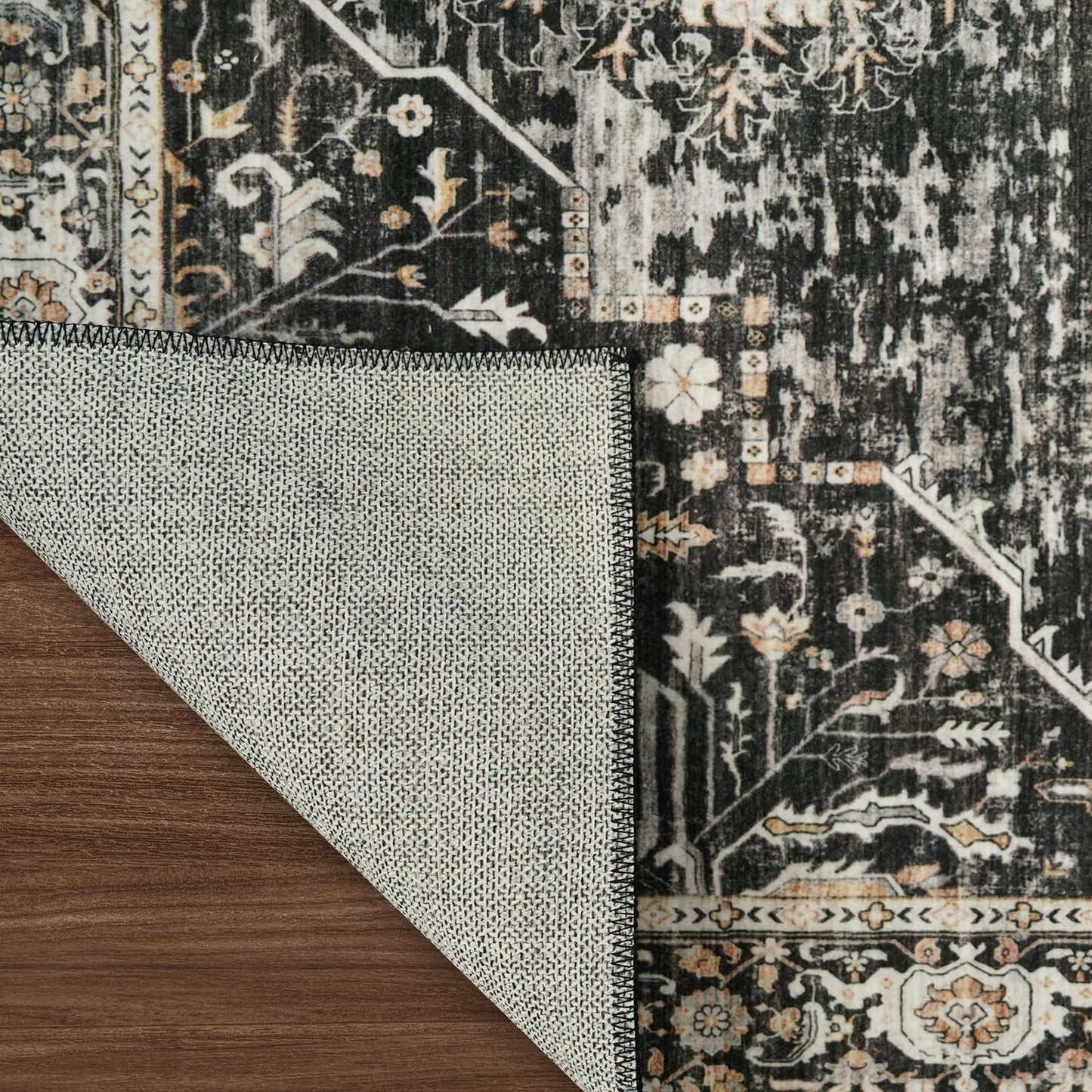 RUUGME Washable 3x3 Square Rug - 3x3 Throw Rugs for Living Room Stain Resistant Carpet Ultra Soft Rugs for Married Woman in Bedroom Kitchen with Non Slip Backing Home Decor 3x3 Black