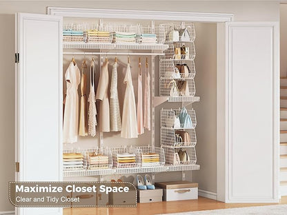4" Extra Deeper Foldable Hanging Closet Organizer, Small Wire Cabinet Shelves
