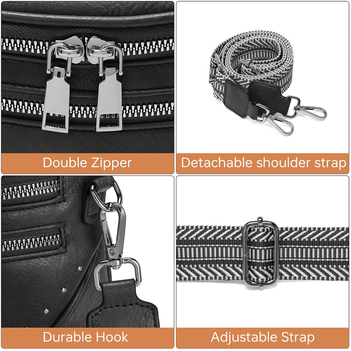 Goinsound Crossbody Bags for Women PU Leather Fanny Packs for Women Trendy Bum Bag with Adjustable Strap