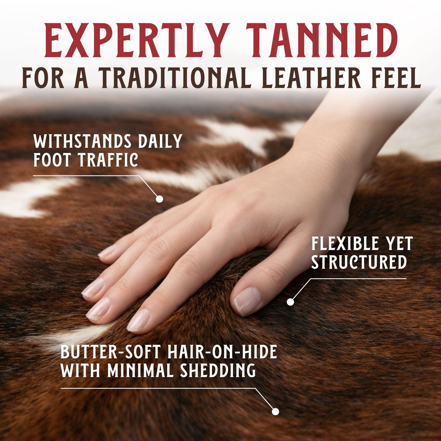 HIDES BAZAAR Real Cowhide Rug 5x7 ft - Natural Leather Hair-on-Hide Area Rug with Brown, Black & White Pattern (Brown Brindle) - Soft Western Cow Skin Rug for Living Room, Ranch Decor & Rustic Homes