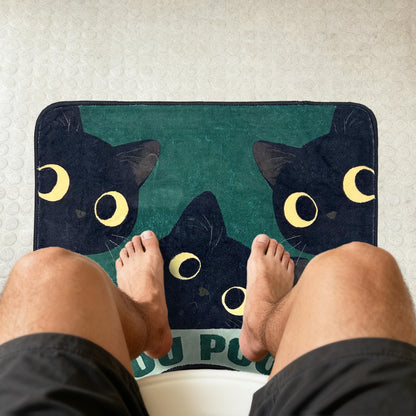 Homantic Short Plush Fun Toilet Rug Black Cat U Shaped Bathroom Rugs Toilet Mat Cute Contour Rug Non Slip Water Absorbent Funny Bathroom Decor Washable Green Toilet Rug 24x20 Inches
