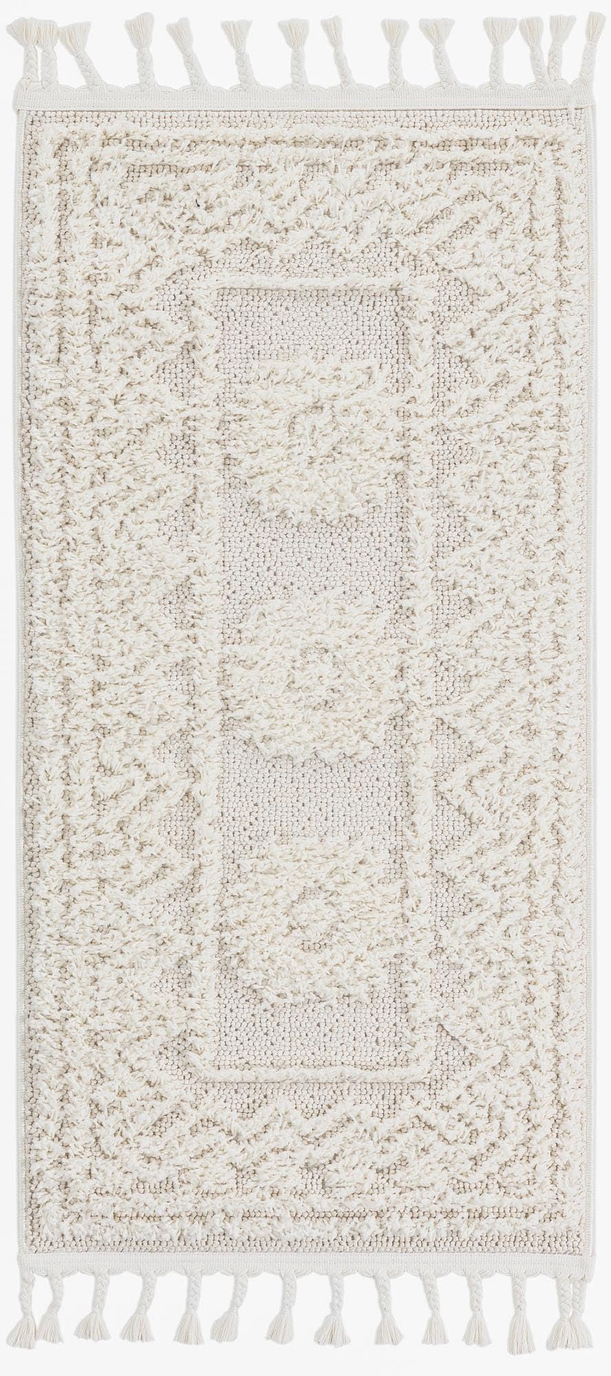 Rugs.com Boho Collection Rug – 4 Ft Runner Ivory Medium-Pile Rug Perfect for Hallways, Entryways