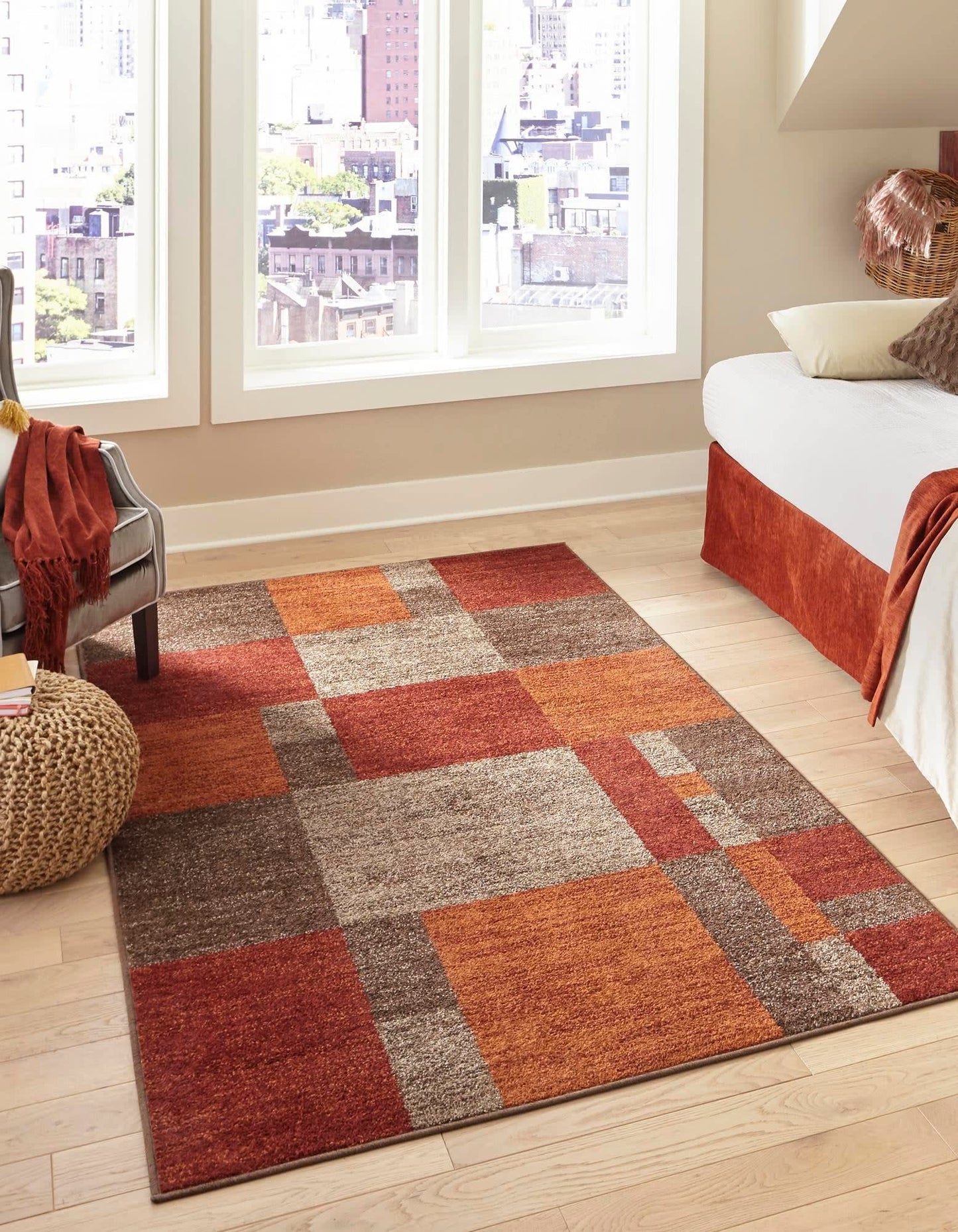 Unique Loom Autumn Collection Area Rug - Providence (4' 1" x 6' 1" Rectangle, Multi/ Beige)