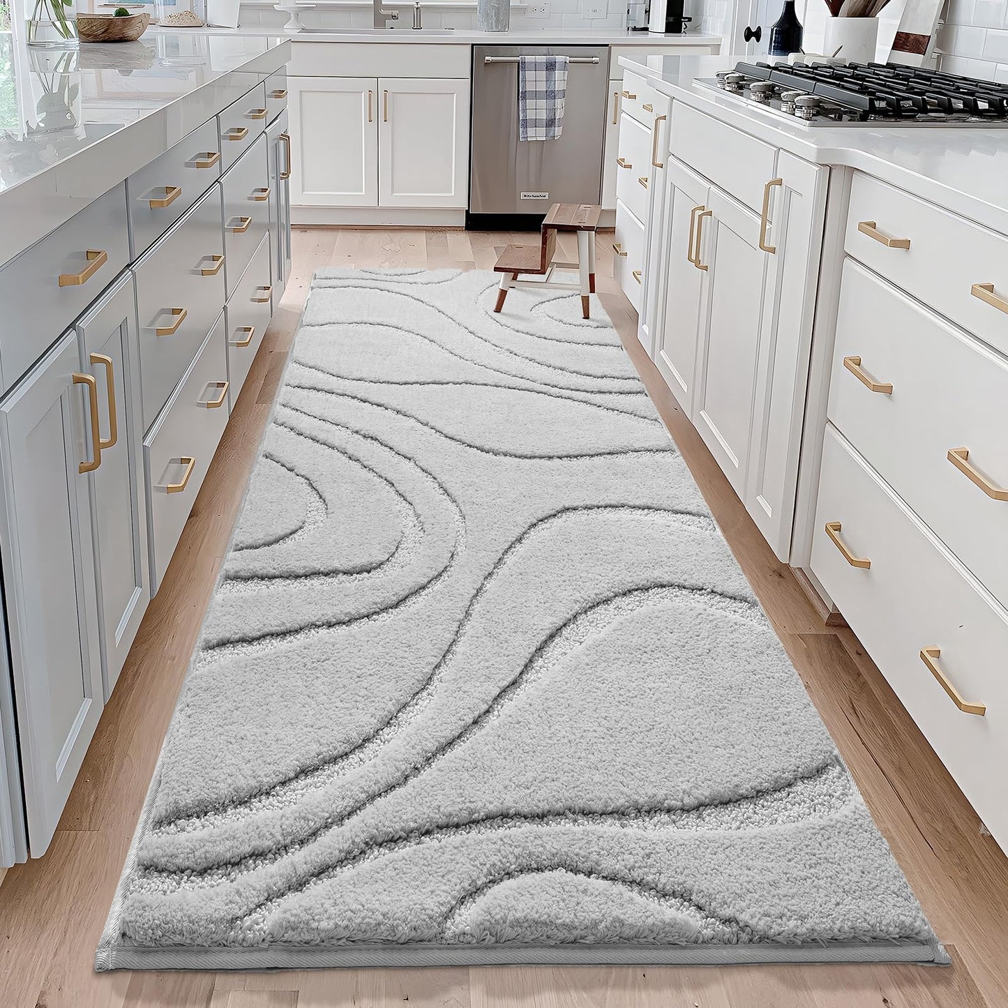 DEXDE Bathroom Rugs Mat Runner 24x60, Light Grey Bath Rugs Ultra Long Non-Slip Machine Washable Quick Dry Bath Mats Large Soft Absorbent Microfiber Carpet for Bathroom Floor Tub Shower