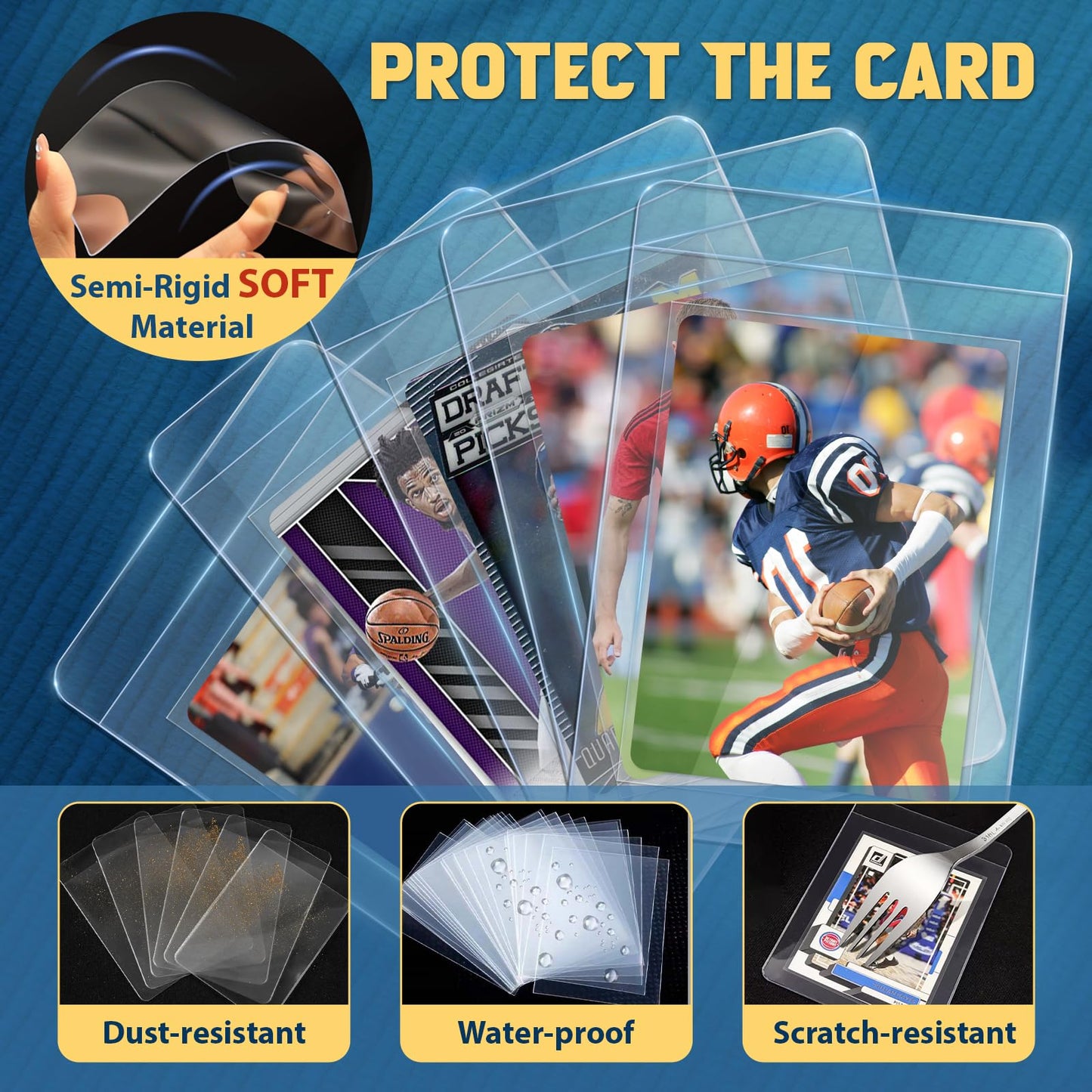 100ct Semi-Rigid Card Holder and 100ct Penny Sleeves, Grading Card Sleeves with 1/2" Lip, Card Submission Kit for PSA BGS SGC, Trading Card Protectors for Grading Sending Collection Storage