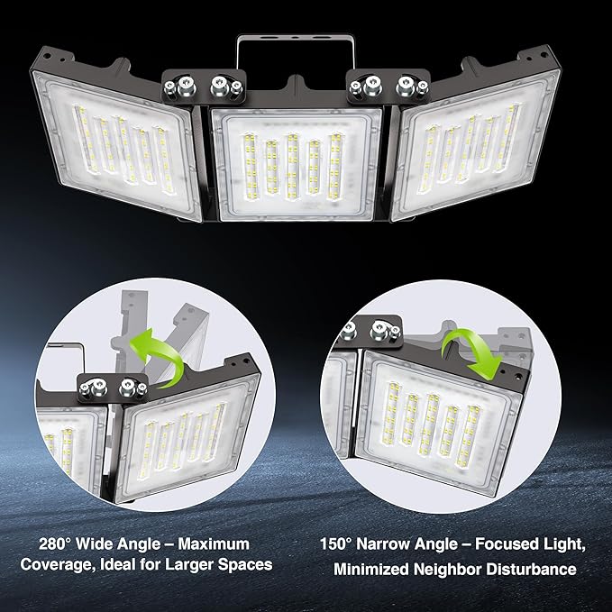 STASUN 150W LED Flood Light, Mini Series Outdoor Floodlight, 15000LM 6000K Daylight White, IP66 Waterproof, 3 Adjustable Heads, LED Exterior Flood Lights for Backyard, Driveway, Garage, Patio, Porch