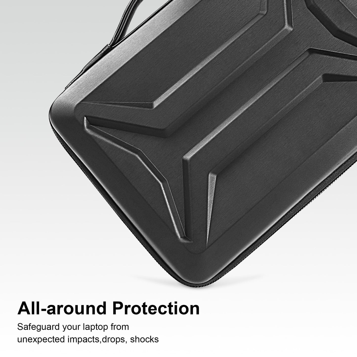 DOMISO 15.6-16 Inch Laptop Hard Case with Strap, Waterproof Shockproof Hard Shell Laptop Sleeve for Macbook Pro/Lenovo IdeaPad/HP ENVY/Dell XPS, Black