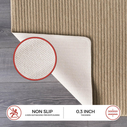 Luul Home Non Slip Beige Solid Rubber Back Thin Rug for Living Room 4x6 Area Rugs for Kitchen, Rugs for Bedroom, Stain Resistant Easy Cleaning Non Shedding Carpet Beige 4 x 6