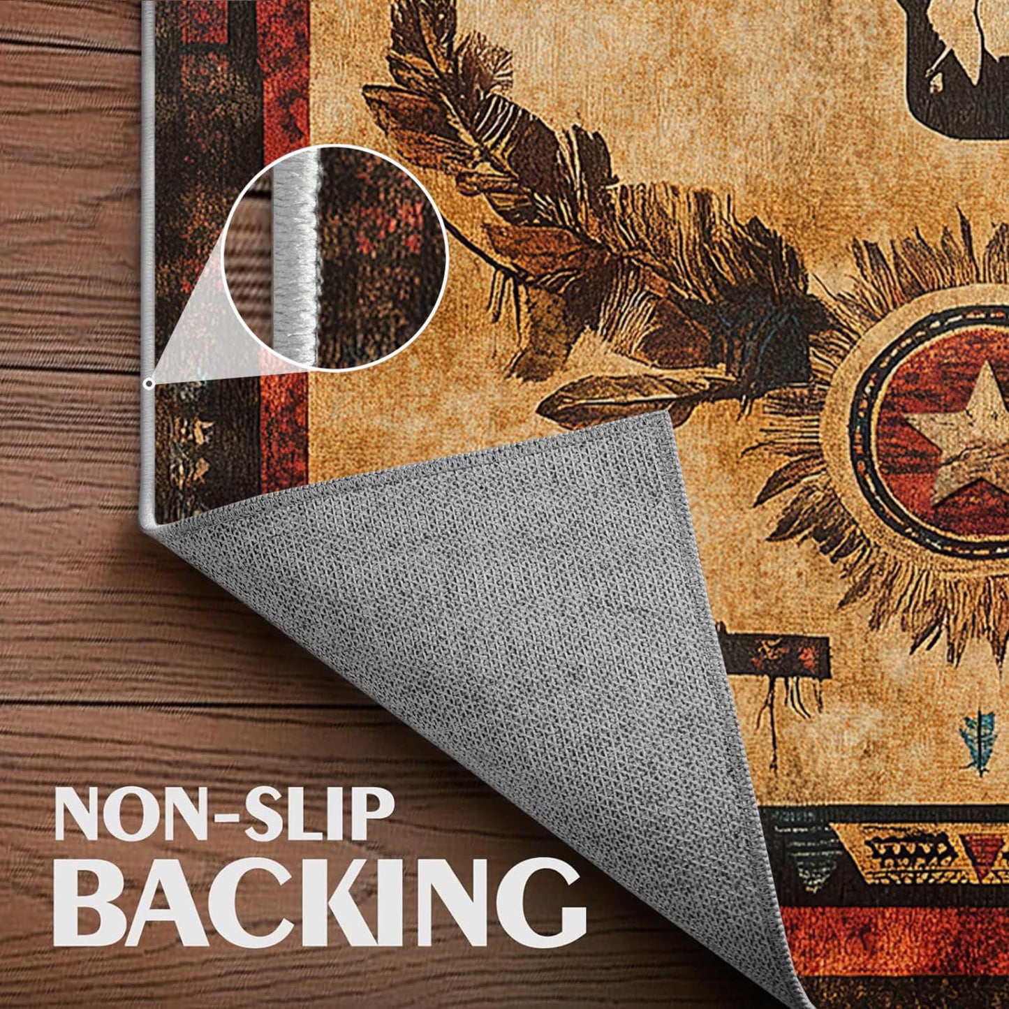 Western Area Rug Southwestern Cow Washable 5x7 Navajo Tribal Rugs for Living Room Bedroom Cowboy Rustic Non-Slip Soft Floor Large Carpet for Office Entryway Bathroom