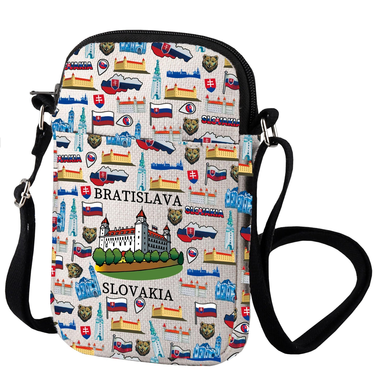 VAMSII Bratislava Slovakia Travel Crossbody Bag Slovakia Bratislava Souvenir Gift Europe Slovakian Capital Messenger Bag (BRATISLAVA)