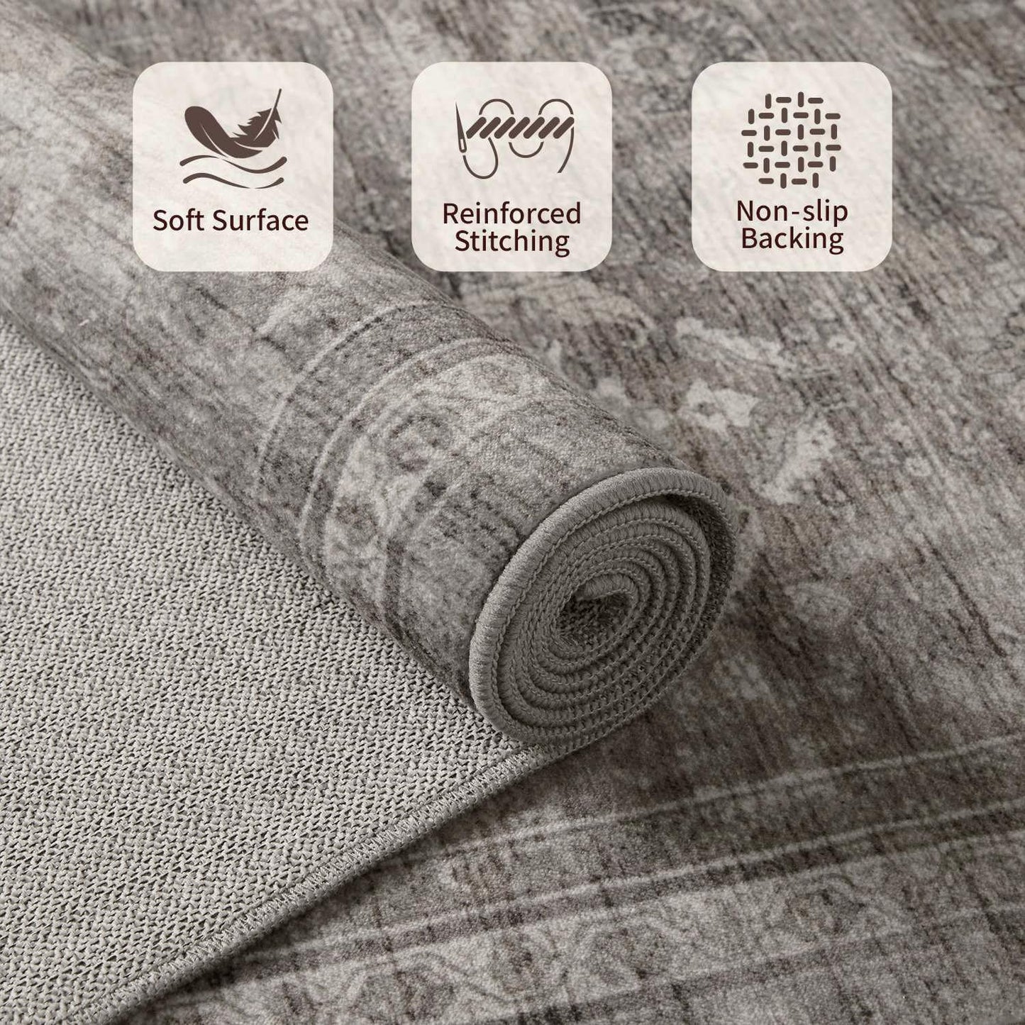 Rugxara Entryway Rug Door Mat, Washable Samll 2x3 Rug, Boho Grey Front Door Mat, Non Slip Area Rugs, Low Pile Throw Accent Entry Carpet for Indoor Entrance, Bathroom and Kitchen(Taupe/Grey 2x3ft)