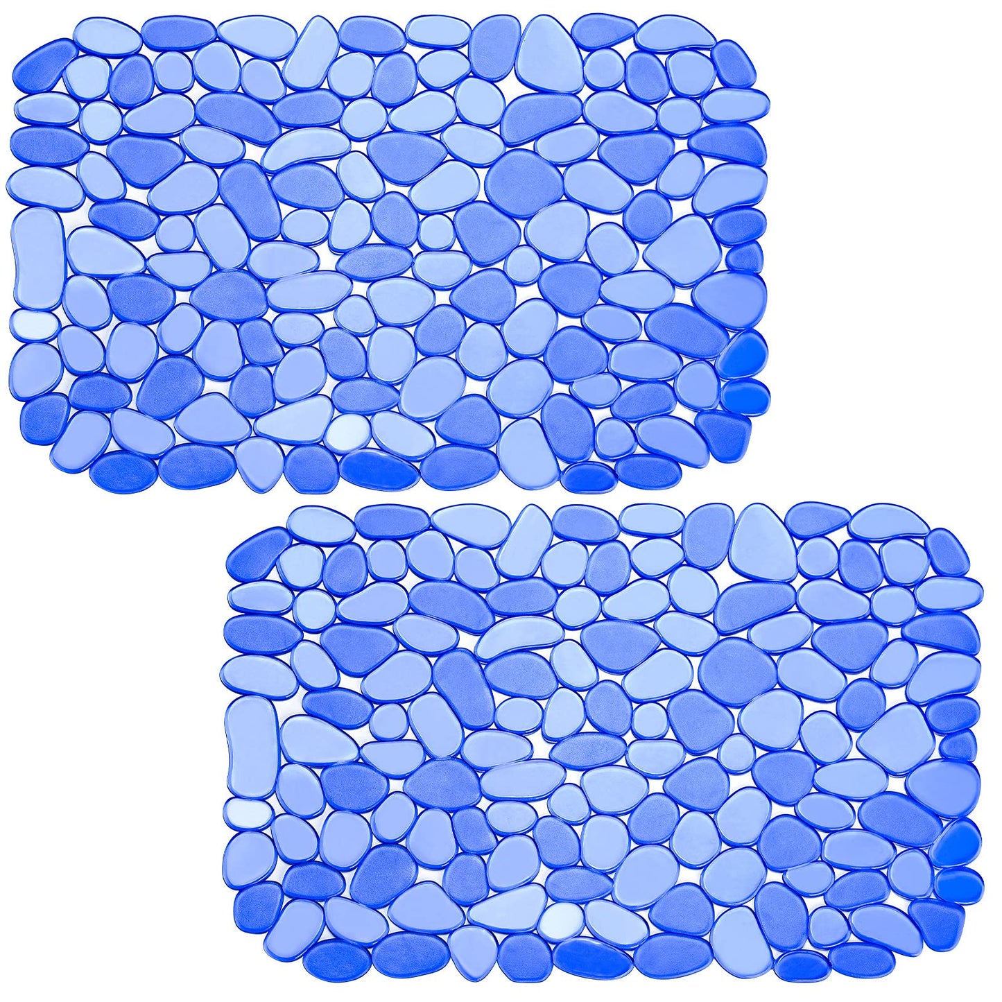 Coopay Sink Mat Pebble Sink Protectors for Kitchen Sink, PVC Eco-friendly Adjustable Stainless steel Porcelain Dish Drying Pad, Protector for Bottom of Kitchen Sink, 15.8 x 11.8 inches (2 Pack, Blue)