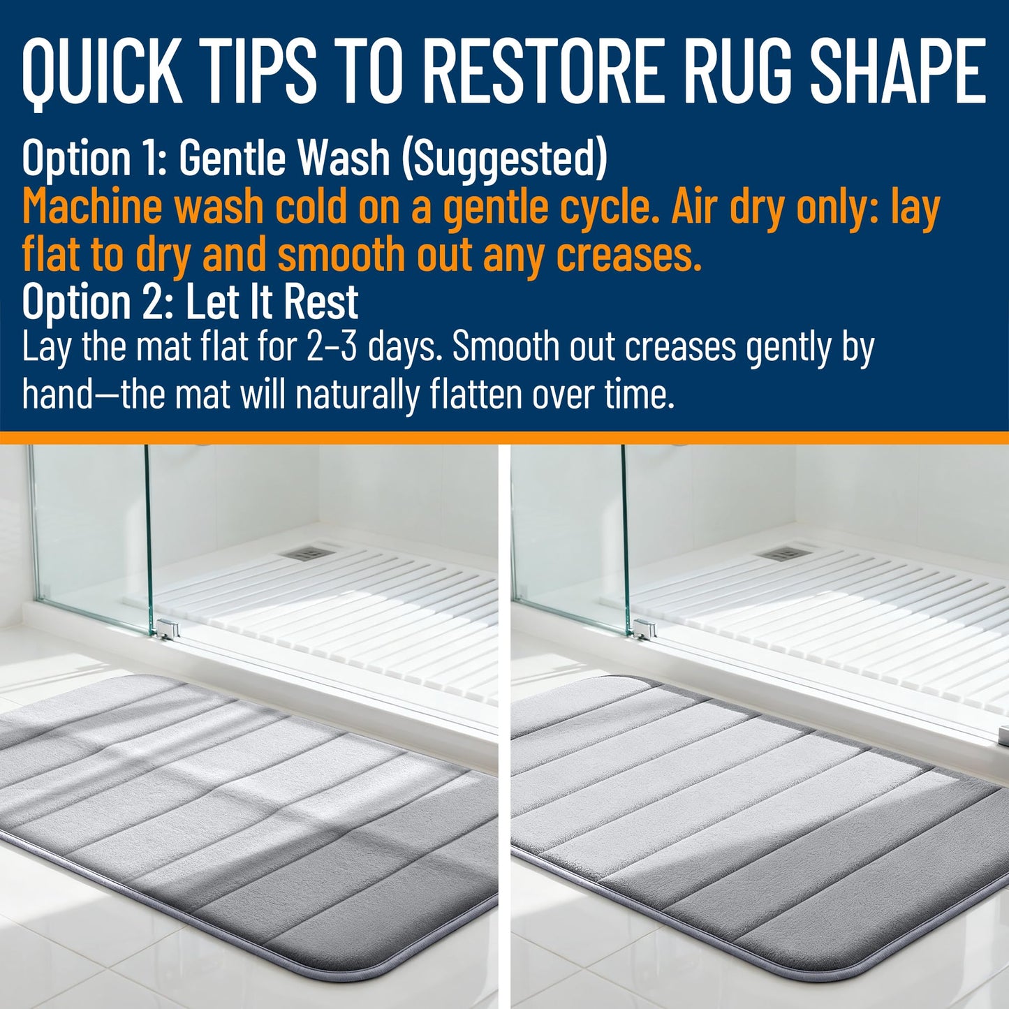 OLANLY Memory Foam Toilet Rugs U Shaped 24x20, Super Soft Absorbent Contour Bath Rugs, Quick Dry, Machine Washable Toilet Mat, Bathmat Floor Carpet, Bathroom Home Decor Accessories, Grey