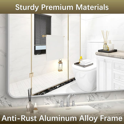 Arched Bathroom Mirror, 30"x40" Silver Arched Mirror, Wall Mounted Mirror, Silver Vanity Wall Mirror w/Metal Frame for Bedroom, Entryway, Living Room, Vertically Hanging or Leaning Against