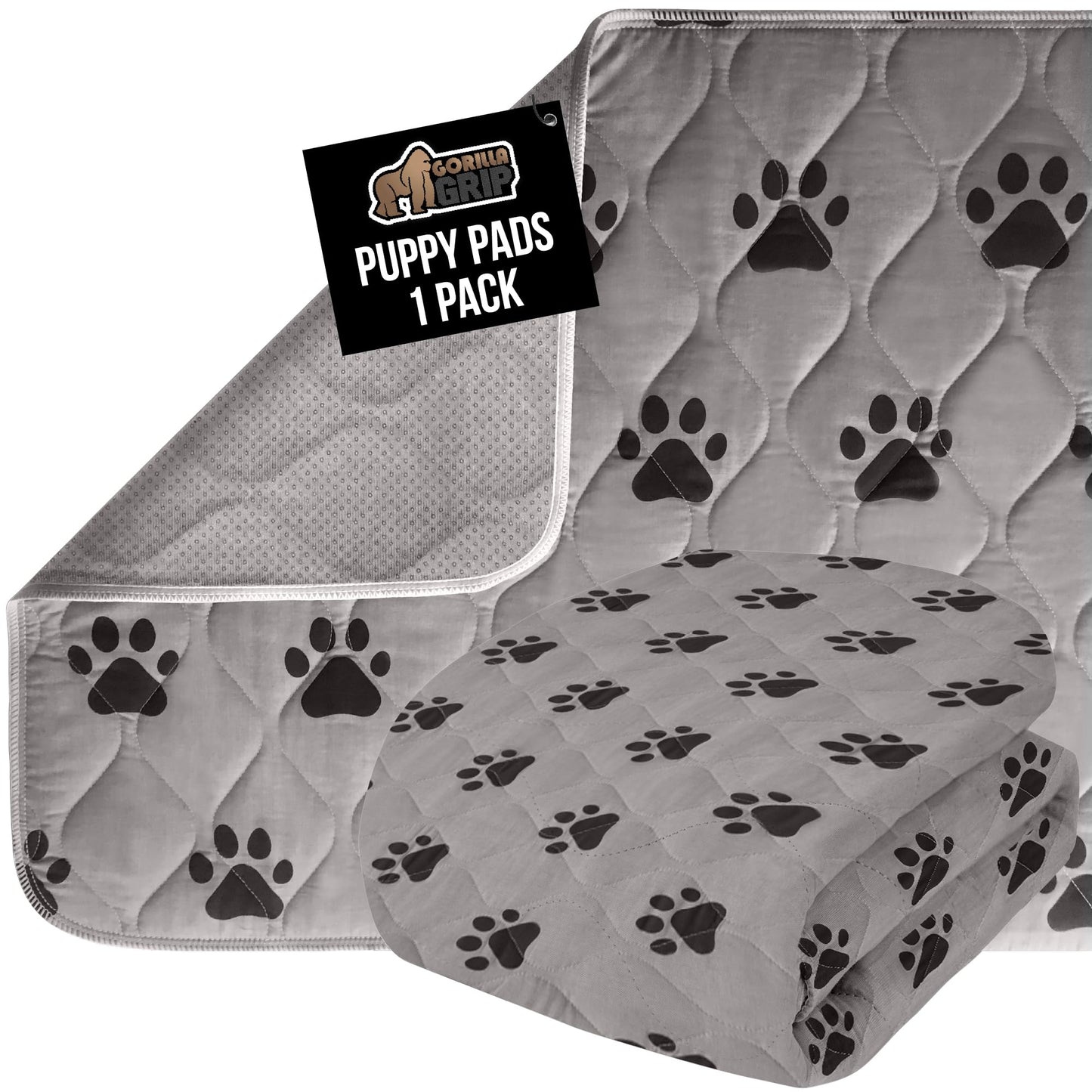 GORILLA GRIP Washable Puppy Pads, 40x26, Slip Resistant Dog Crate Mat, Waterproof Cloth Pee Pad for Training Puppies in Playpen, Reusable Pet Incontinence Blanket, Protects Sofa, Furniture, Floors