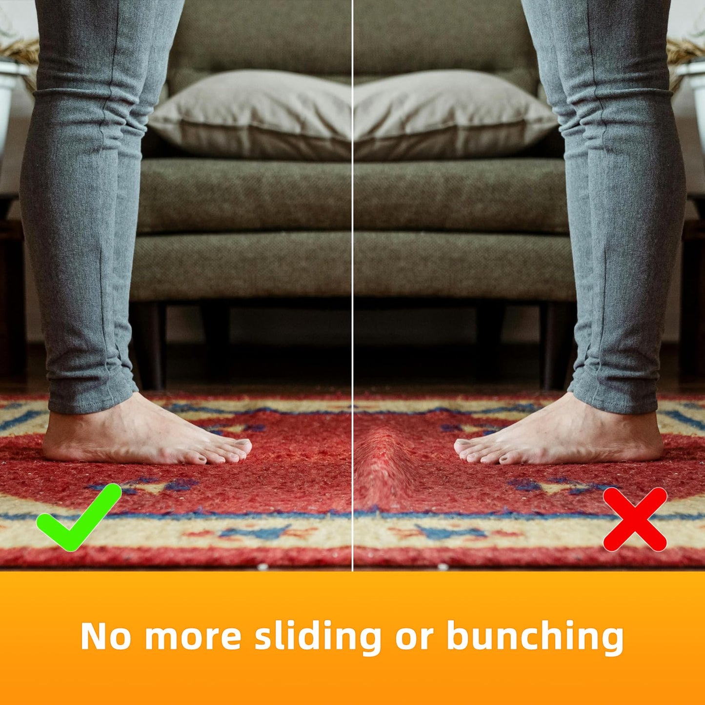 Hagzojler Non Slip Rug Pads Premium PVC Prevents Carpet Slippage Large Size Rug pad Easy Cut-to-Size Perfectly Fits Wood Floors Ceramic Tiles and Smooth Surfaces (4'×6')